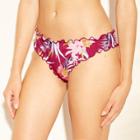 Women's Wave Ruffle Cheeky Bikini Bottom - Shade & Shore Berry Floral