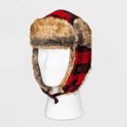 Men's Plaid Faux Fur Trapper Hat - Goodfellow & Co Red/black