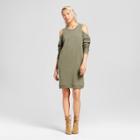 Women's French Terry Cold Shoulder Dress - Alison Andrews Olive