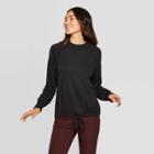 Women's Long Sleeve Mock Turtleneck Pullover - A New Day Black