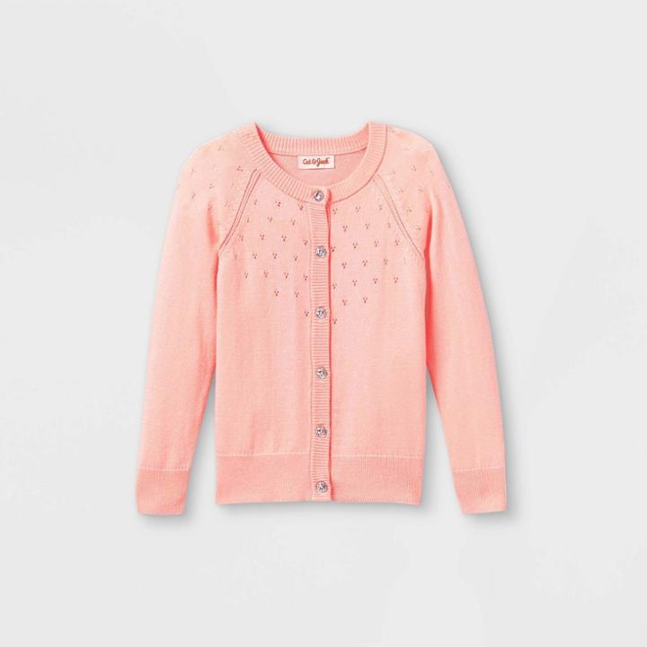 Toddler Girls' Knit Pointelle Cardigan - Cat & Jack Pink