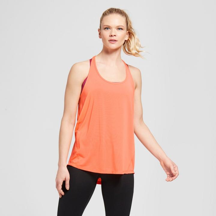 Women's Pinstripe Strappy Back Tank Top - C9 Champion Orange