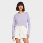 Women's Long Sleeve Linen T-shirt - A New Day Purple
