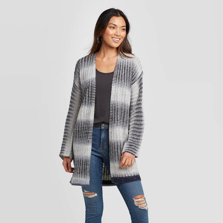 Women's Striped Long Sleeve Cardigan - Knox Rose Navy Xs, Women's,