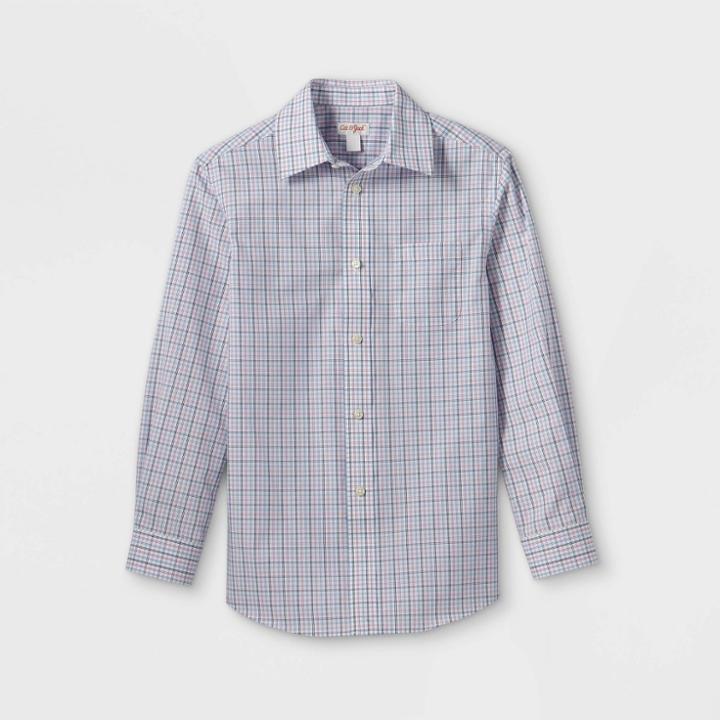Boys' Button-down Suiting Long Sleeve Shirt - Cat & Jack Light Pink/ Blue