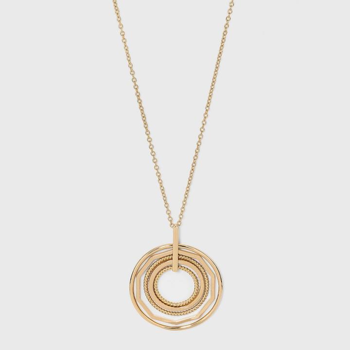 Multi Ring Pendant Statement Necklace - A New Day Gold