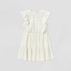 Women's Sleeveless Ruffle Apron Front Short Dress - Wild Fable White