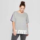 Women's Plus Size Short Sleeve Love Athletic Stripe Graphic T-shirt - Modern Lux (juniors') Heather Gray