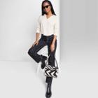 Women's Long Sleeve V-neck Waffle Boxy T-shirt - Wild Fable Almond