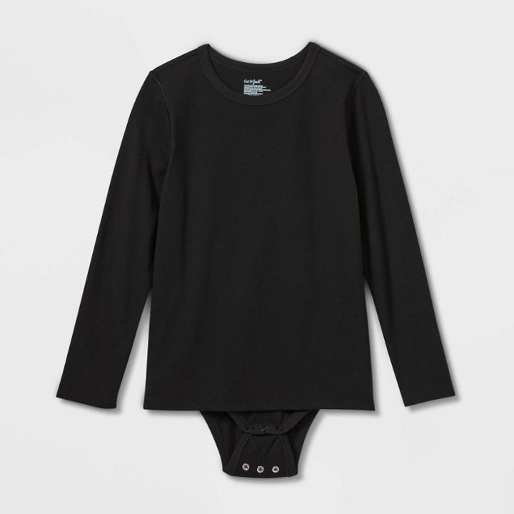 Kids' Adaptive Long Sleeve Bodysuit With Abdominal Access - Cat & Jack Black