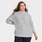 Women's Plus Size Mock Turtleneck Pullover Sweater - A New Day Blue