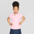 Toddler Girls' Short Sleeve Interlock Uniform Polo Shirt - Cat & Jack Pink