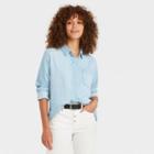Women's Long Sleeve Denim Button-down Shirt - Universal Thread Blue