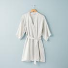 Women's Ticking Stripe Linen Blend Robe Cream/gray - Hearth & Hand With Magnolia