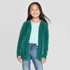 Girls' Long Sleeve Open Layering Sweater - Cat & Jack Jade Xs, Girl's, Green
