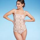 Women's Square Neck Ruched Medium Coverage One Piece Swimsuit - Kona Sol Multi