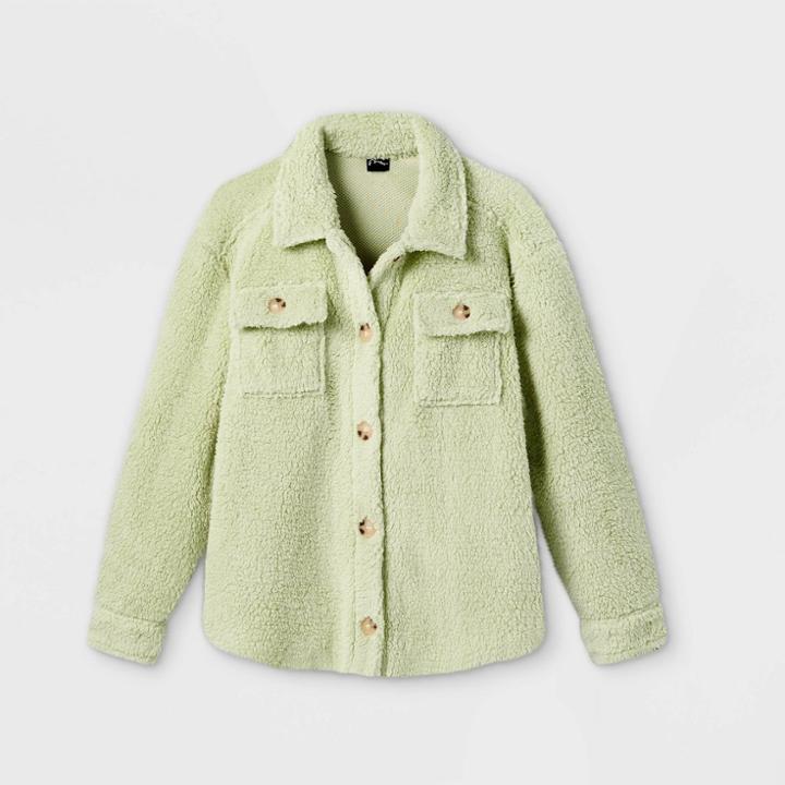 Girls' Fleece Shacket - Art Class Light Green