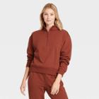 Women's Fleece Quarter Zip Sweatshirt - A New Day Dark Brown