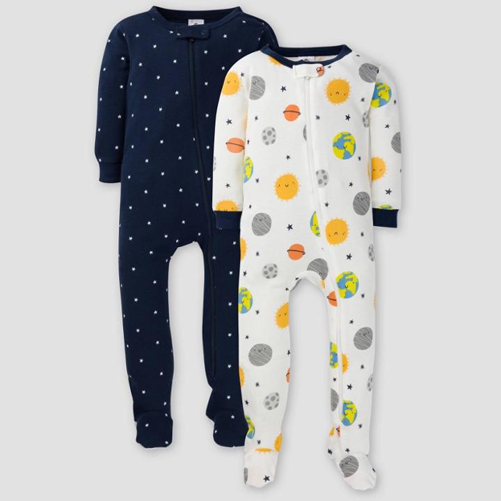 Gerber Baby Boys' 2pk Earth Union Suit - Navy