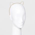 Target Metal Cat Ear Head Band With Small Simulated Pearls - Gold