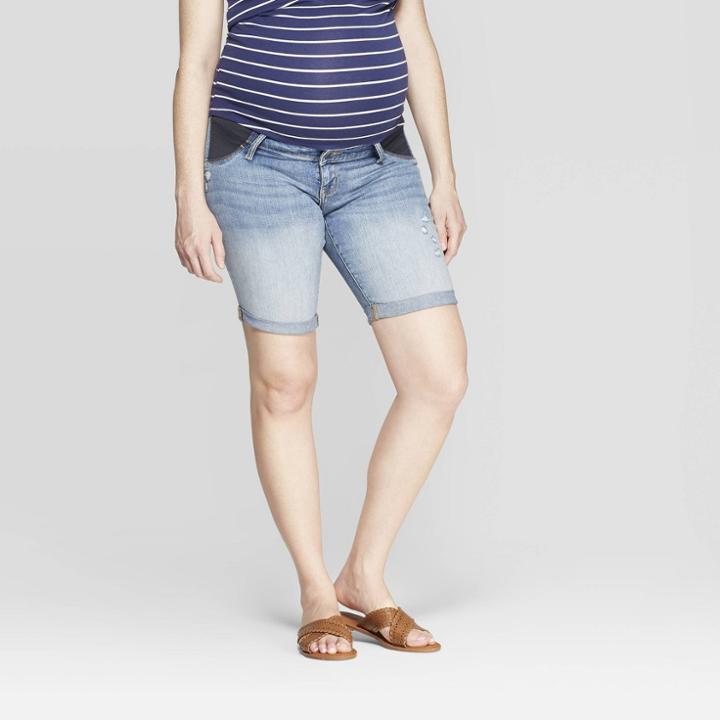 Maternity Side Panel Denim Bermuda Jean Shorts - Isabel Maternity By Ingrid & Isabel Light Wash 8, Women's, Blue
