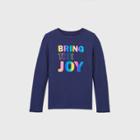 Girls' Long Sleeve 'bring The Joy' Graphic T-shirt - Cat & Jack Navy