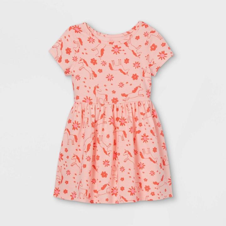 Toddler Girls' Knit Short Sleeve Dress - Cat & Jack Pink