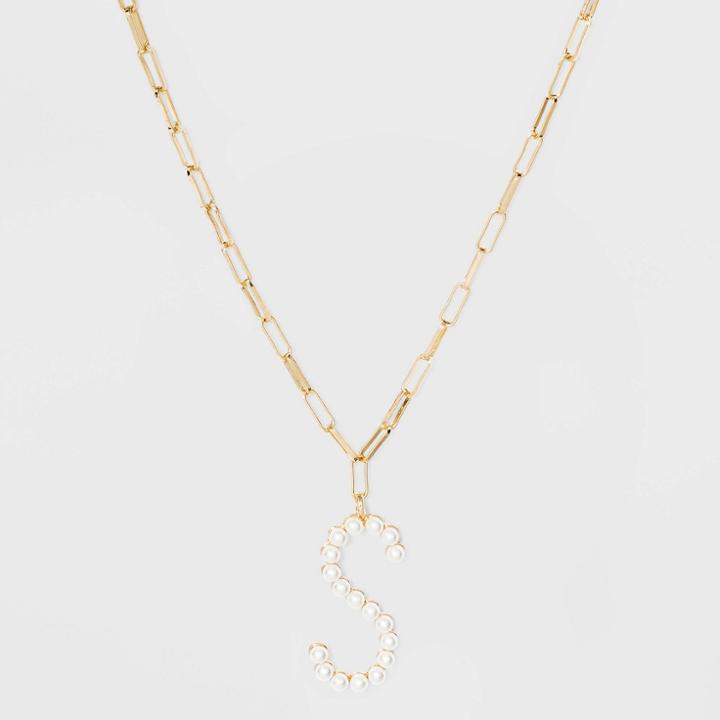 Sugarfix By Baublebar Pearl Initial S Pendant Necklace - Pearl, White