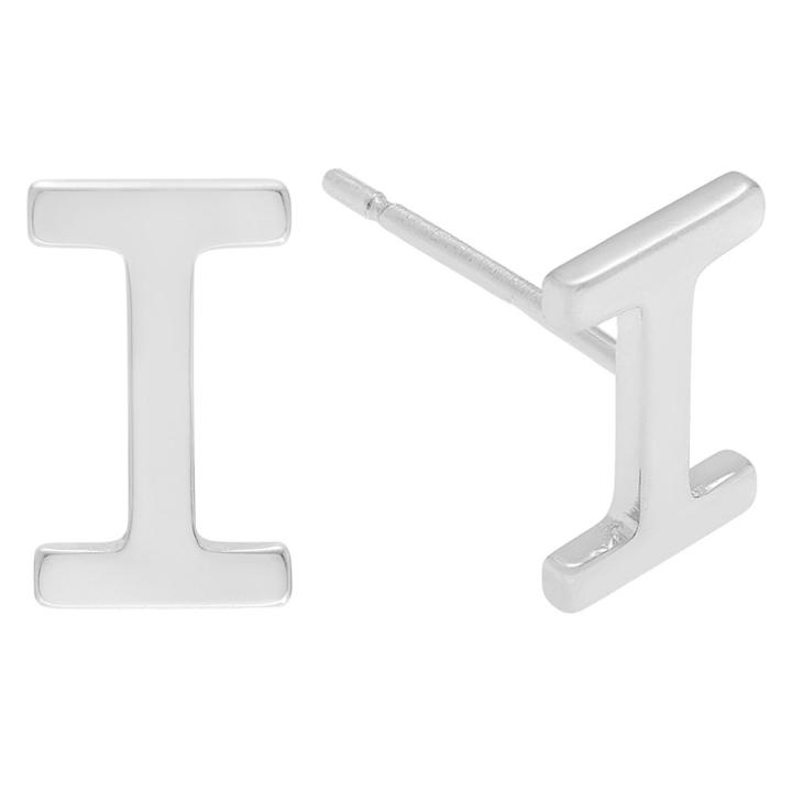 Women's Journee Collection Initial Stud Earrings In Sterling Silver - Silver, I, Silver