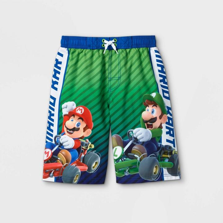 Boys' Mario Kart Swim Trunks - Blue