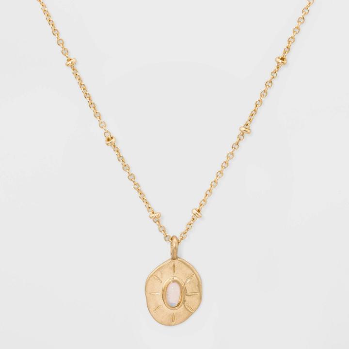 Distributed By Target Coin And Stone Short Necklace - Gold