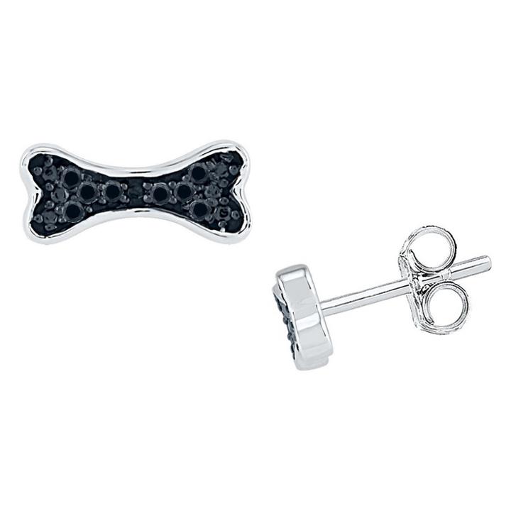 Target Diamond Accent Round Black Diamond Prong Set Earring In Sterling Silver, Girl's, White