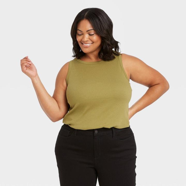 Women's Plus Size Tank Top - Ava & Viv Olive X