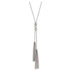 Target Women's Necklace Y With Linear Trio Stone And Chain Tassels - White