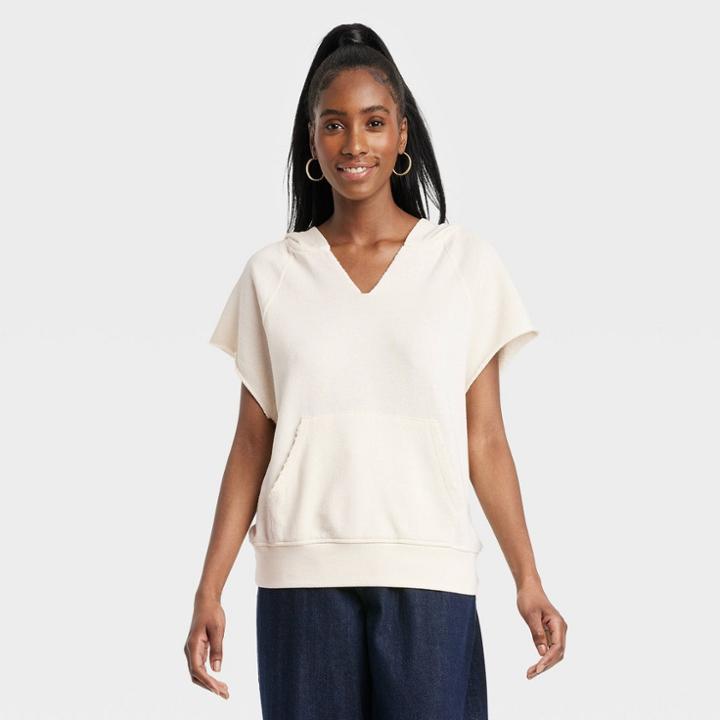 Women's Sleeveless Hoodie - Universal Thread Cream