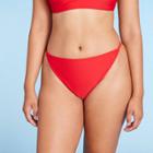Women's Tab Side Cheeky Bikini Bottom - Wild Fable Red