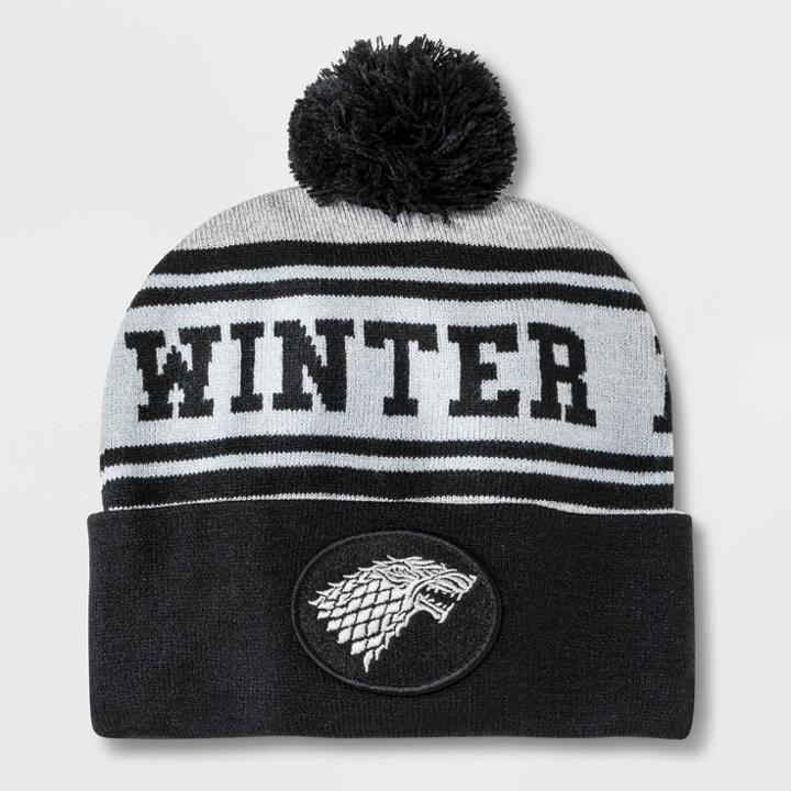 Hbo Men's Game Of Thrones Pom Cuffed Beanie - Black