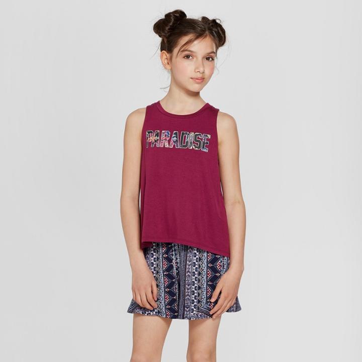 Girls' Graphic Tank Top - Art Class Burgundy