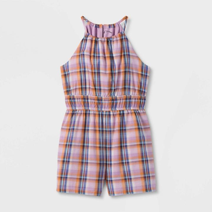 Girls' High Neck Romper - Art Class Purple