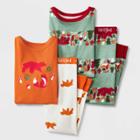 Toddler Boys' 4pc Bear Tight Fit Pajama Set - Cat & Jack Dark Orange