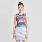 Modern Lux Women's Usa Blue Striped Graphic Tank Top (juniors') - White