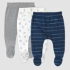 Honest Baby 3pk Dotted Stripe Footed Harem Pants - Newborn, One Color