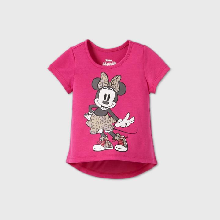 Disney Toddler Girls' Minnie Mouse Short Sleeve T-shirt - Pink