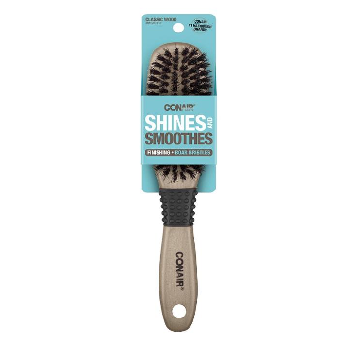 Conair Ceramic Wood All-purpose Boar Hairbrush, Brown