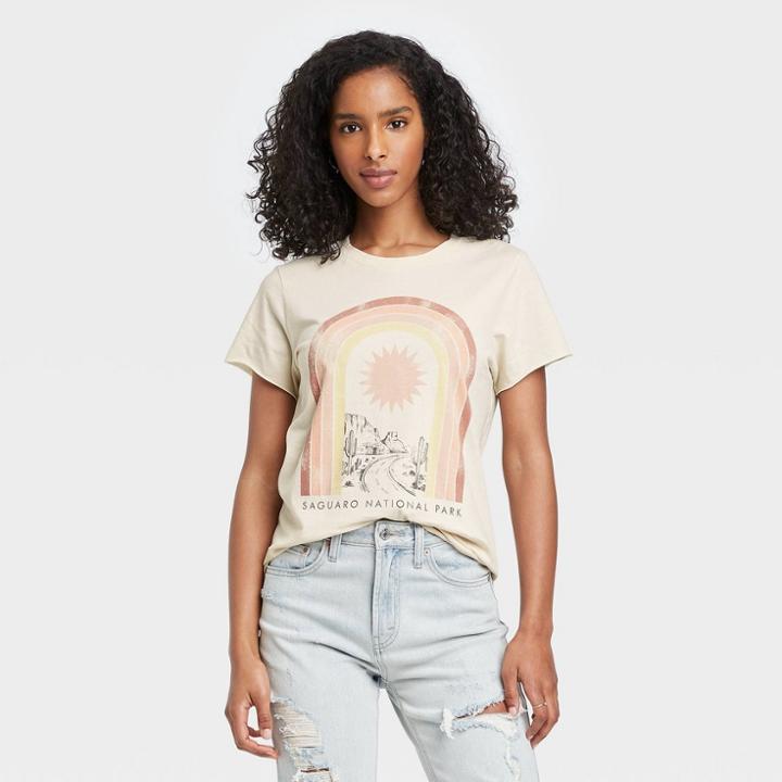 Grayson Threads Women's Saguaro National Park Rainbow Short Sleeve Graphic T-shirt -