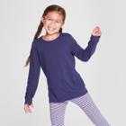 Girls' Crew Neck Long Sleeve T-shirt - Cat & Jack Navy (blue)