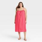 Women's Plus Size Easy Linen Tank Dress - A New Day Pink