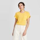 Women's Short Sleeve Round Neck Cuff T-shirt - A New Day Yellow