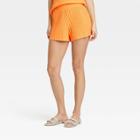 Women's High-rise Ribbed Shorts - A New Day Orange