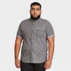 Men's Tall Standard Fit Stretch Denim Short Sleeve Button-down Shirt - Goodfellow & Co Black